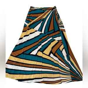 Striped Maxi Skirt in Teal, Brown, and Gold